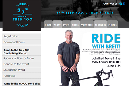 screen shot of TREK 100 website