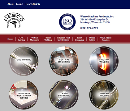 Screen shot of Wesco Machine Product's website